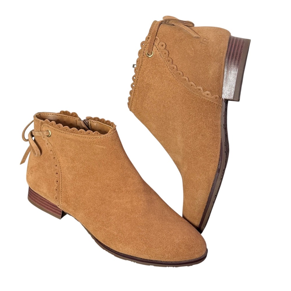 Jack Rogers Charlotte Suede Boots Womens 7 Waterproof Bow‎ Scallop Cottagecore